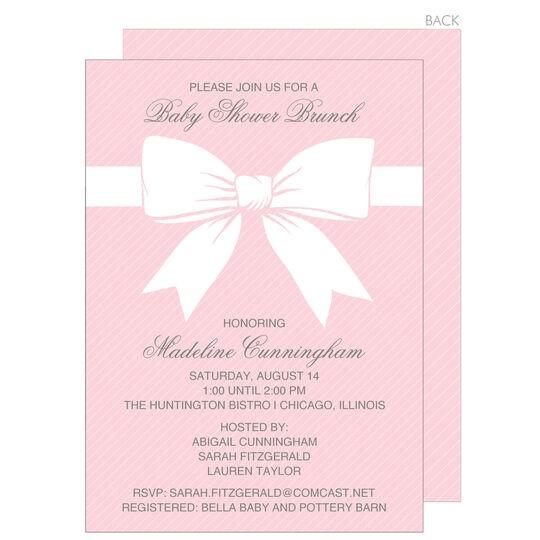 Sweet Pink Baby Shower Bow Invitations